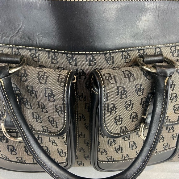 Dooney & Bourke Gray & Black Signature Logo Double Pocket Tote - Picture 12 of 14